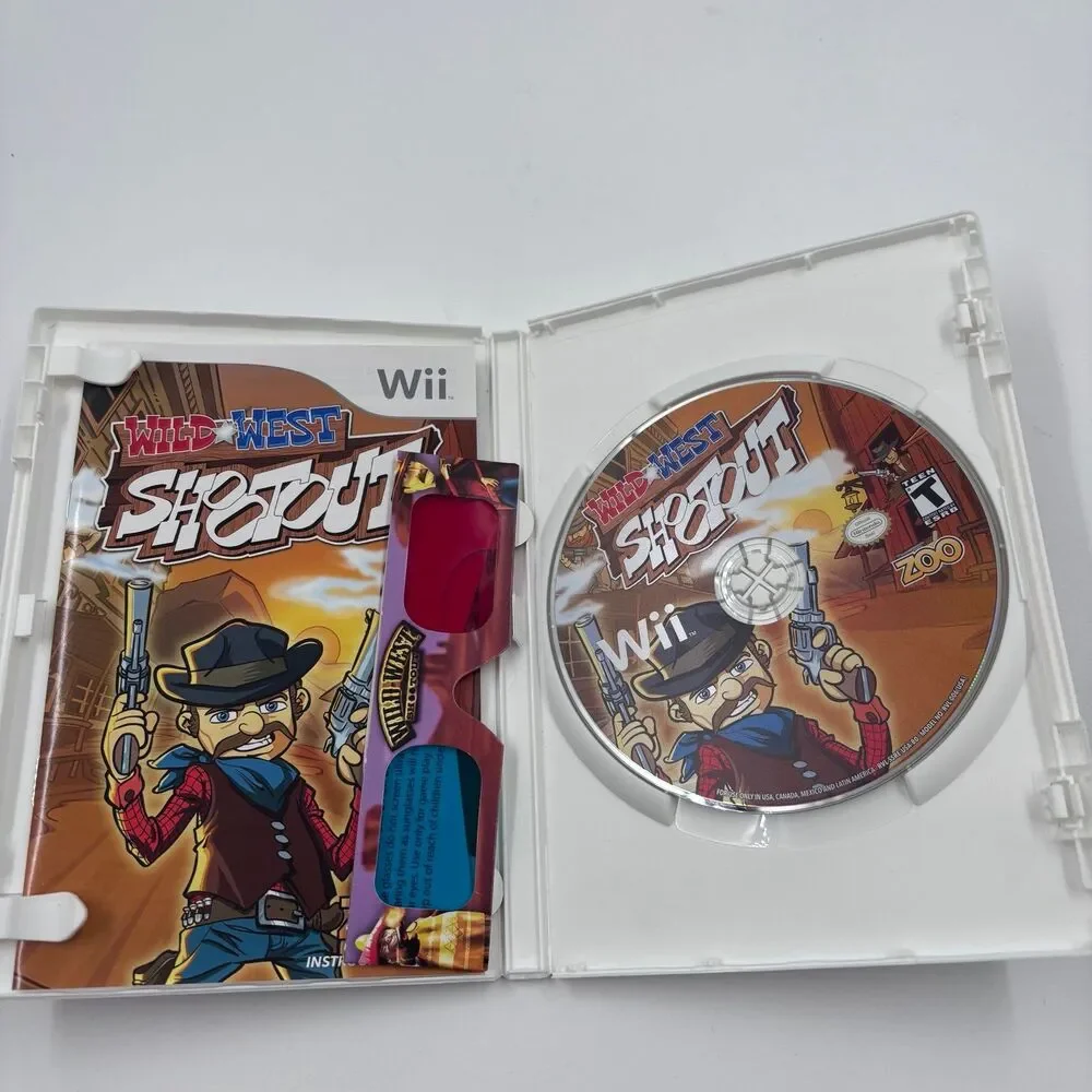 Wild West Shootout Nintendo Wii Disc Case Manual 3D Glasses CIB Tested